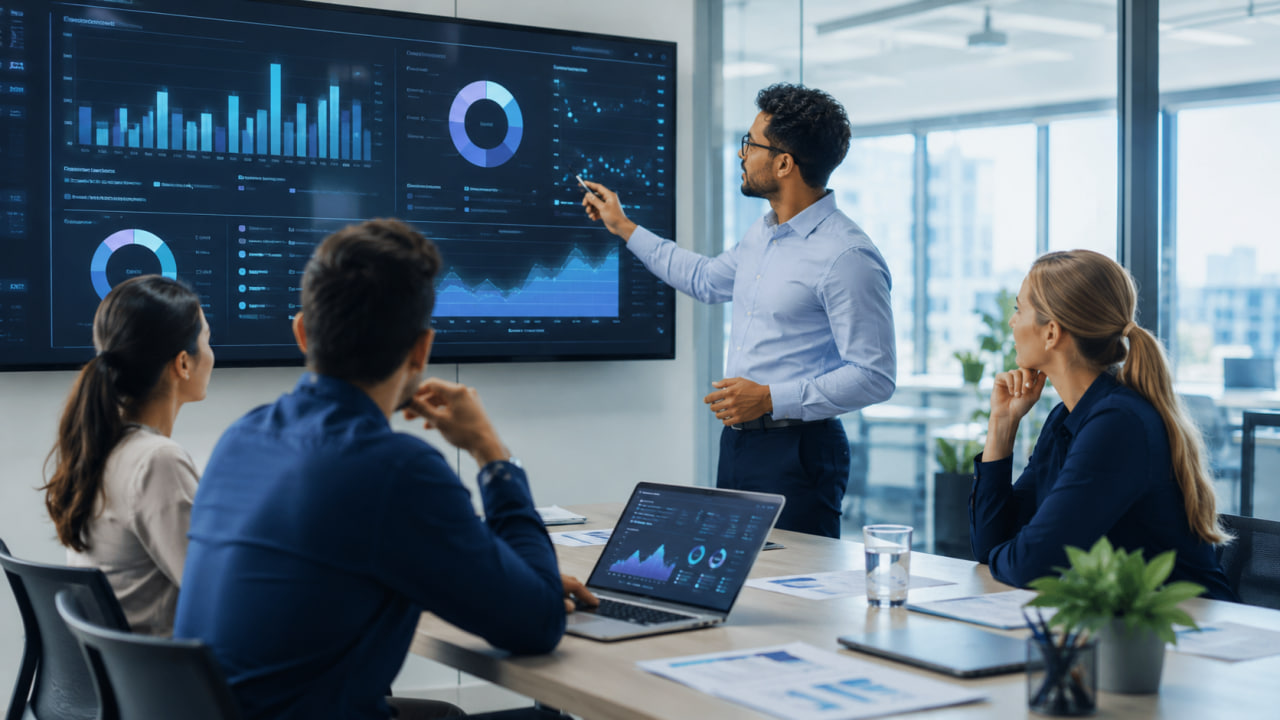 Analytics dashboard for a B2B technology brand showing content performance, traffic growth and campaign results