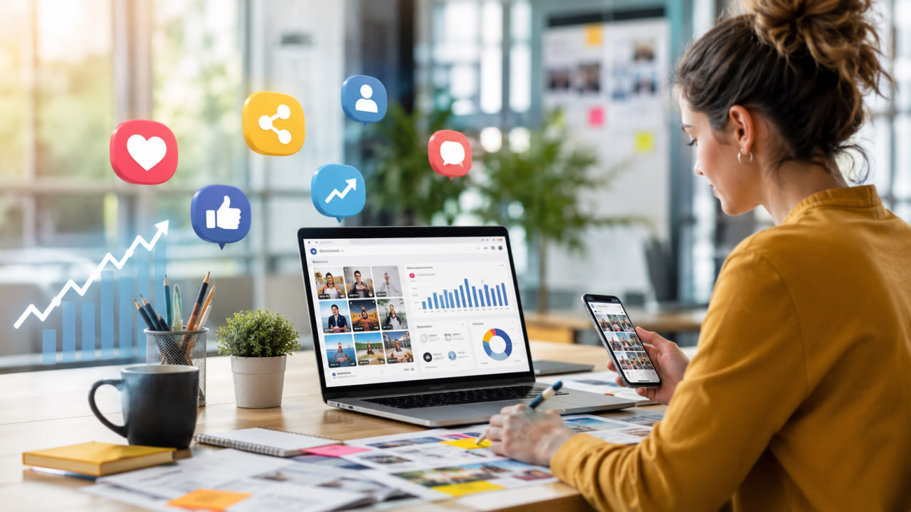 Social media marketing strategy for a B2B technology brand with campaign planning and audience engagement
